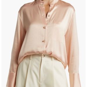 VINCE Relaxed Band Collar Button-Up Shirt NWT